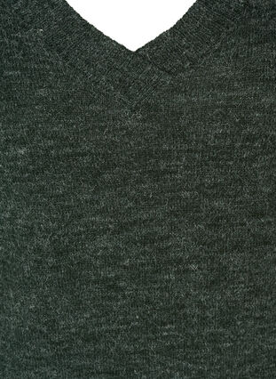 Gemêleerde gebreide jurk met v-hals , Darkest Spruce melange, Packshot image number 2
