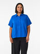 Shirt met korte mouwen in linnen en viscose, Blauw, Model image number 0