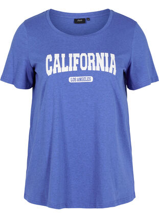 T-shirt en coton avec imprimé, Dazzling Blue Califo, Packshot image number 0
