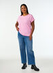 T-shirt met korte mouwen van katoenmix, Roze, Model image number 1