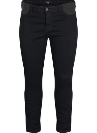 Super slim fit Amy jeans met elastiek in de taille, Black, Packshot image number 0