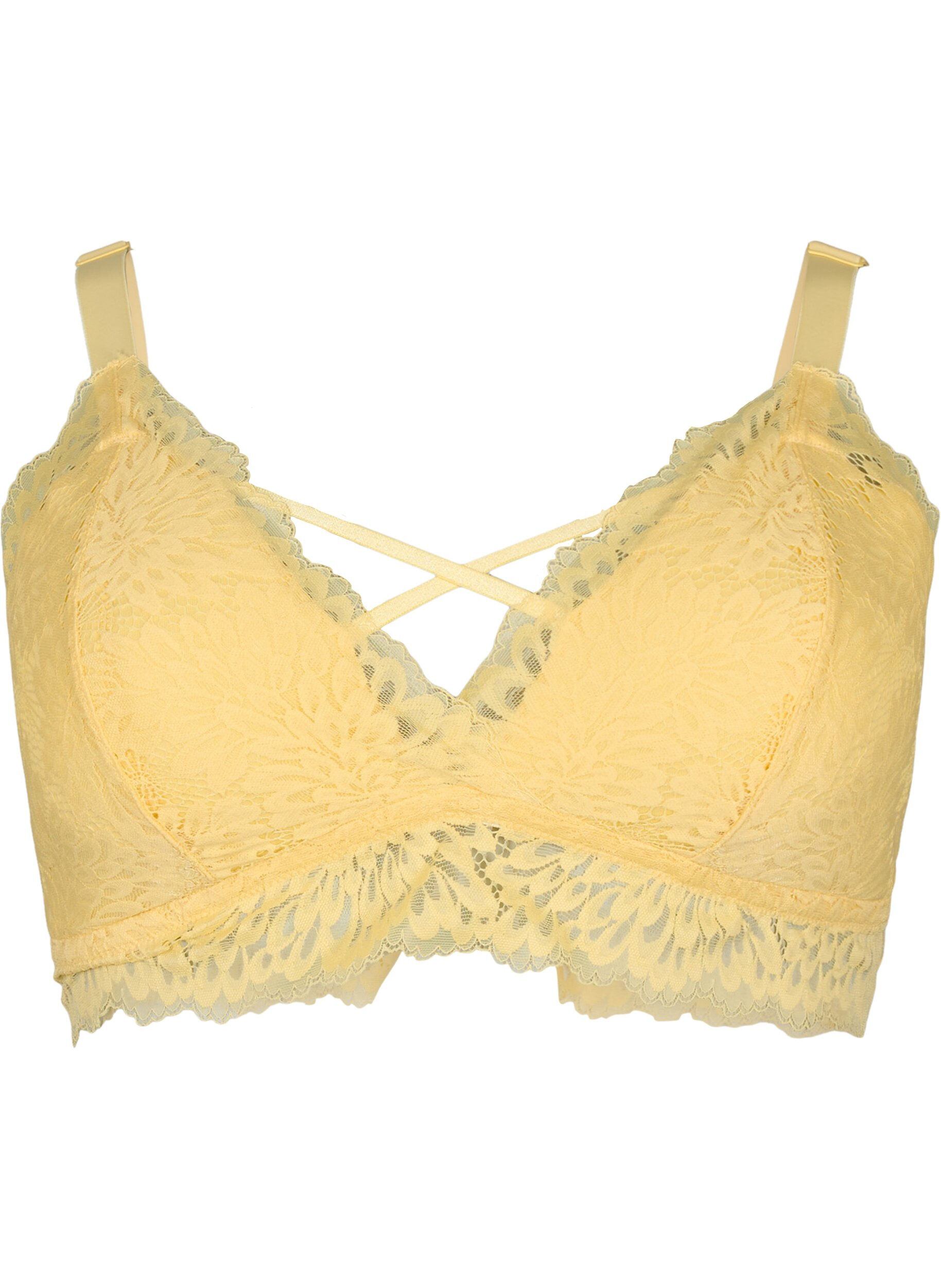 Zizzi Bralette avec d&eacute;tail et rembourrage doux, Pale Banana ASS, Packshot image number 0