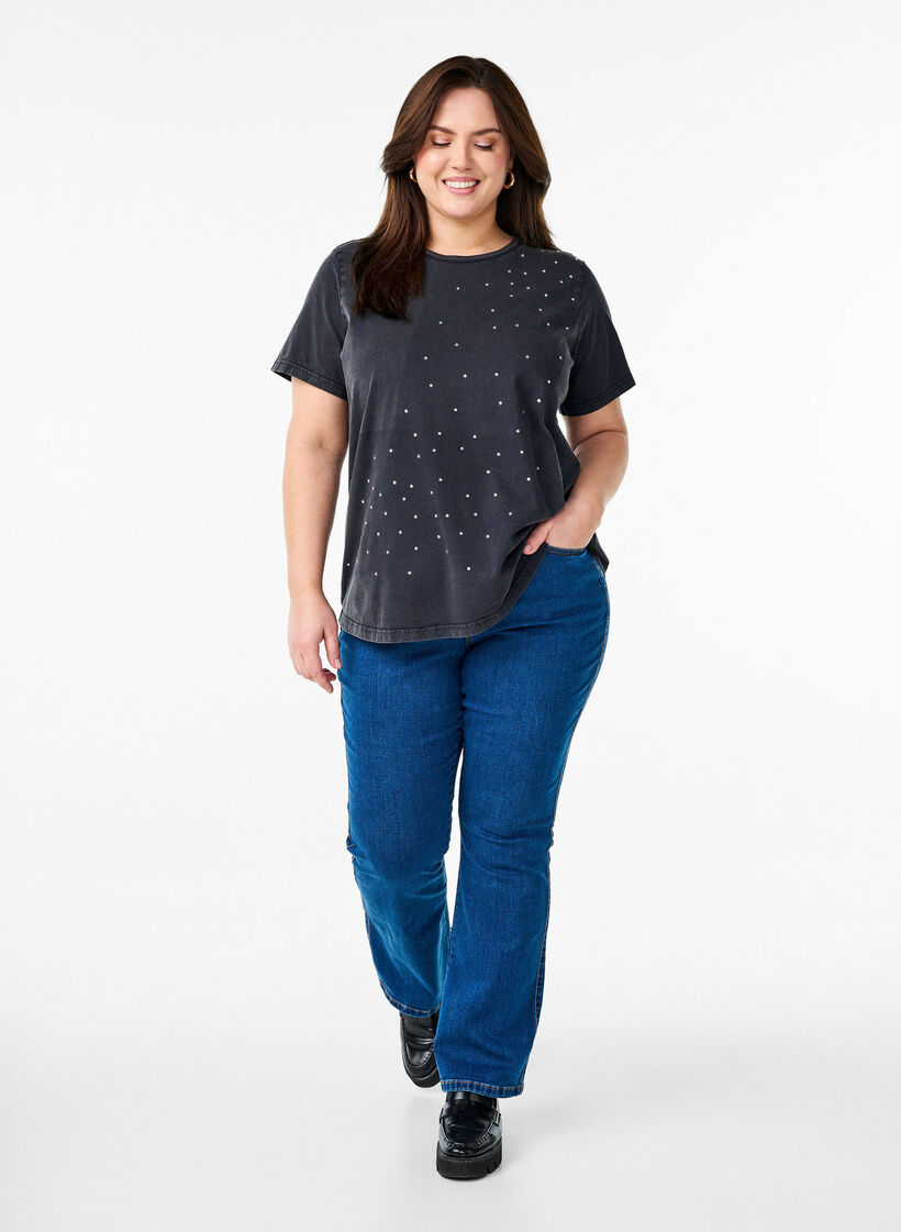 T-shirt en coton biologique avec une impression cool, Gris anthracite, Model image number 1