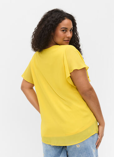 Blouse manches courtes, Primrose Yellow, Model image number 1