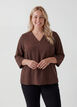 Blouse met 3/4 mouwen, Bruin, Model image number 0