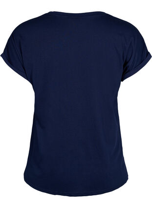 T-shirt à manches courtes en coton mélangé, Navy Blazer, Packshot image number 1