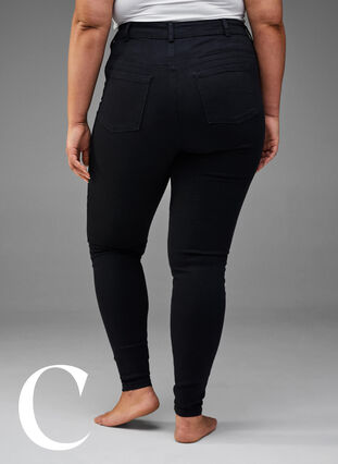 Super smalle jeans met hoge taille, Black, Model image number 7