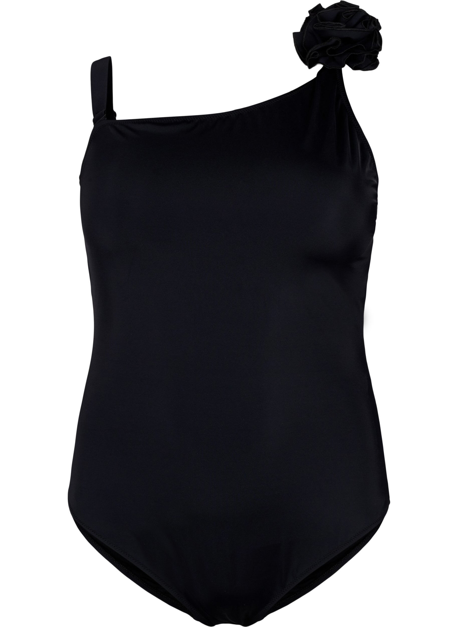 Zizzi Maillot de bain &agrave; encolure asym&eacute;trique, Black, Packshot image number 0