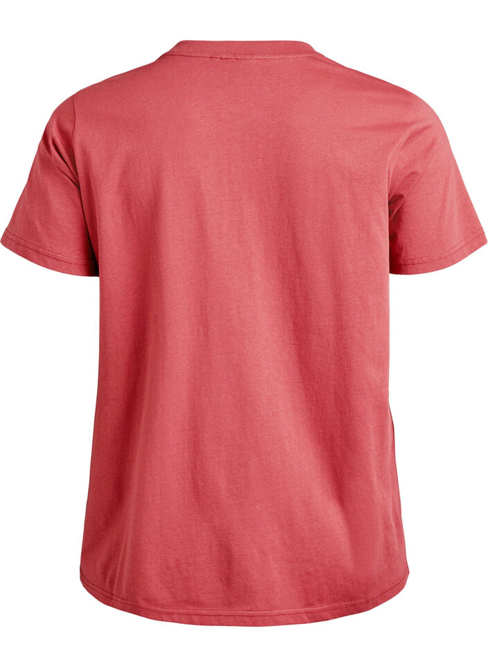 T-shirt basique en coton &agrave; col rond, Rouge, Packshot image number 1