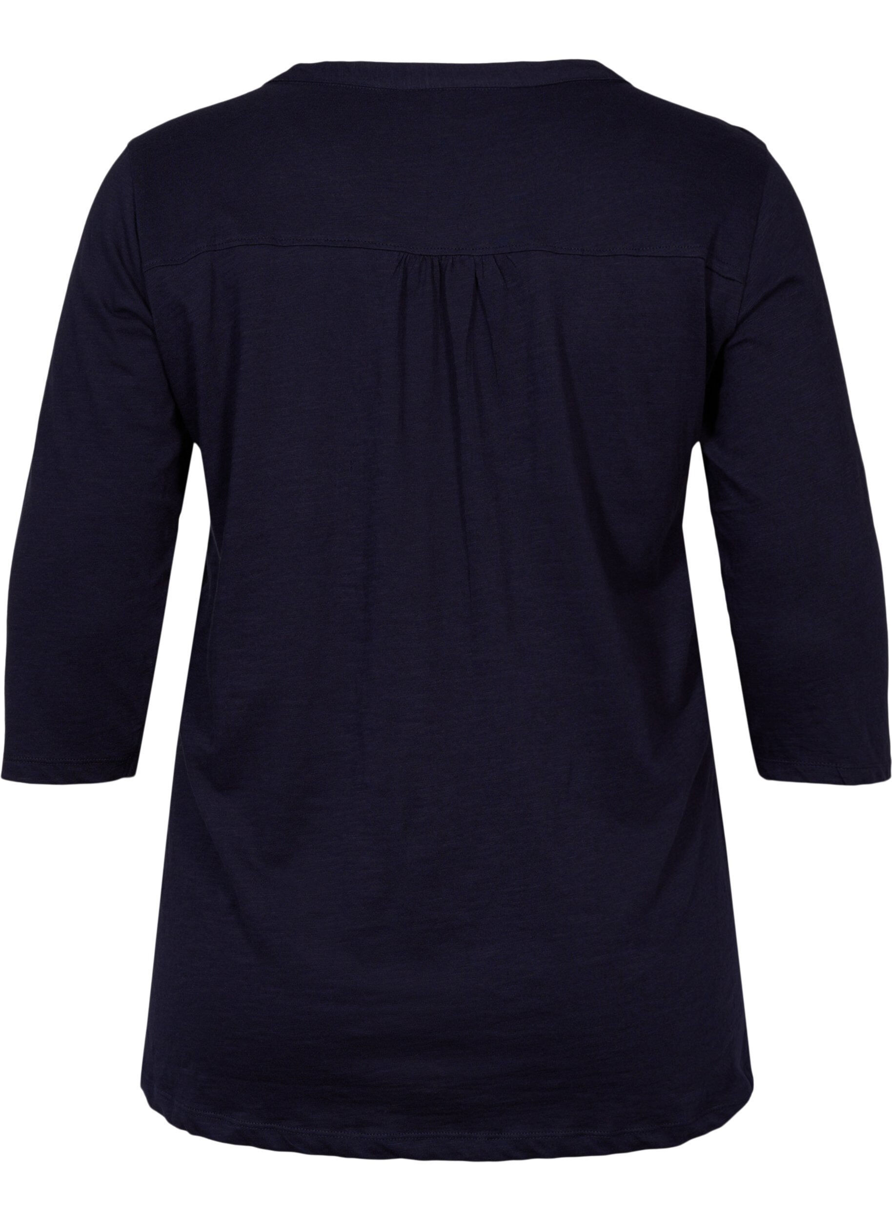 ZizziKatoenen blouse met 3/4-mouwen, Night Sky, Packshot image number 1