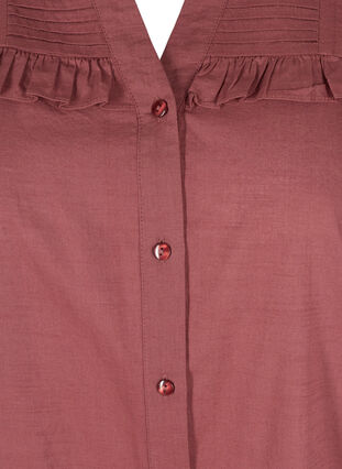Tunique en coton avec boutons et volants, Red Wine, Packshot image number 2