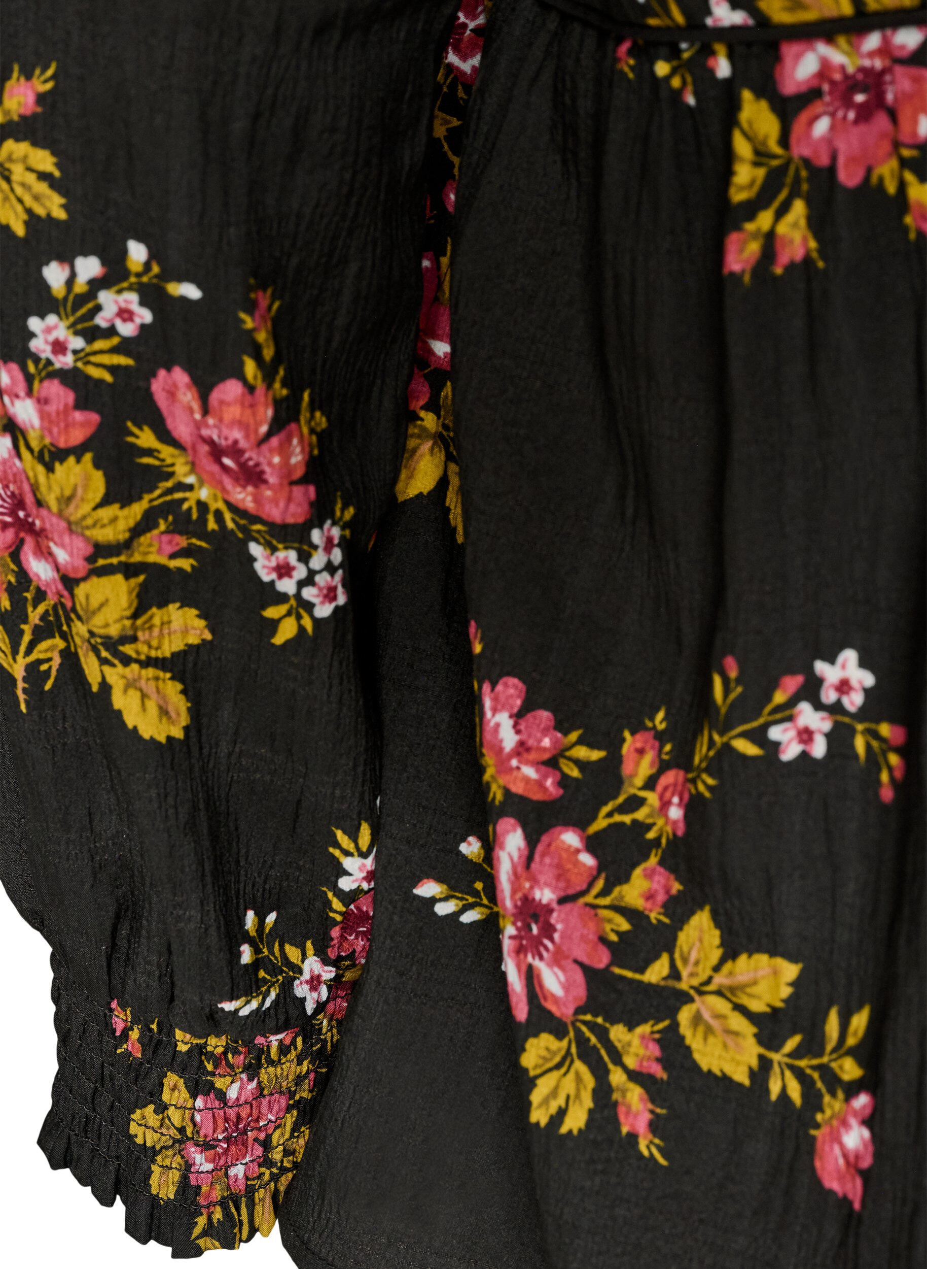 ZizziChemisier &agrave; manches longues avec imprim&eacute; floral, Noir, Packshot image number 3