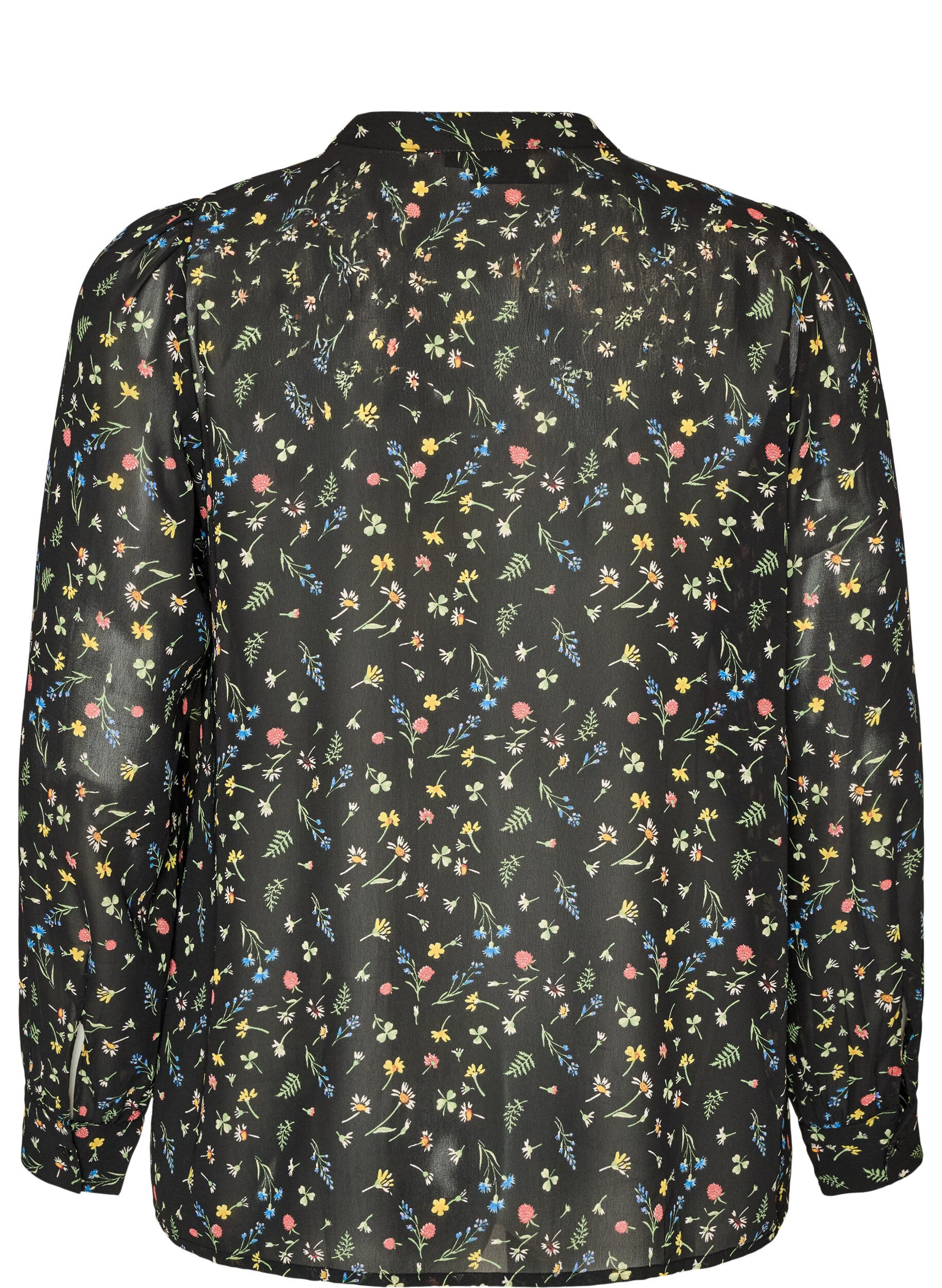 ZizziBlouse avec imprim&eacute; int&eacute;gral et patte de boutonnage courte, Noir, Packshot image number 1