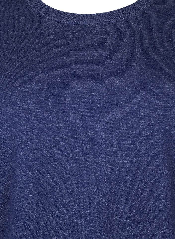 Gebreide blouse met lange mouwen en een spleet, Blauw, Packshot image number 2