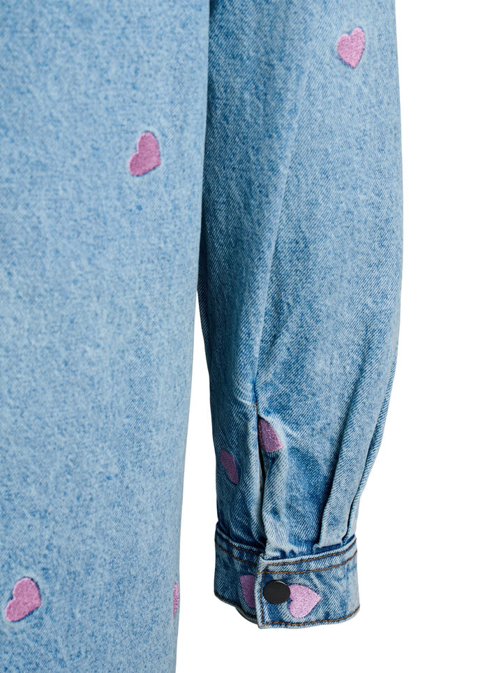 Robe Denim avec cœurs et poches de poitrine, Bleu Clair, Packshot image number 3