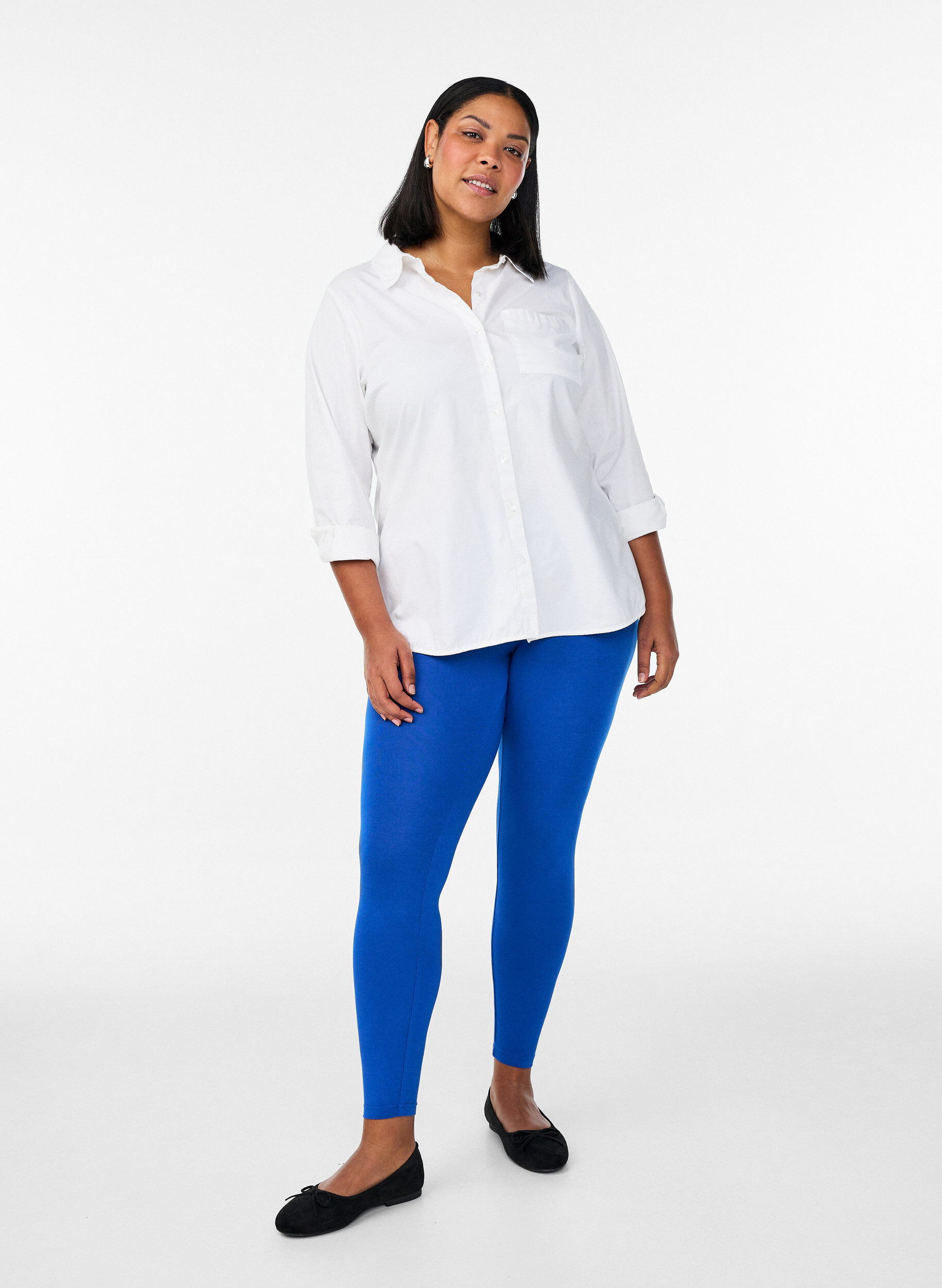 ZizziBasic legging in viscose, Blauw, Model image number 1
