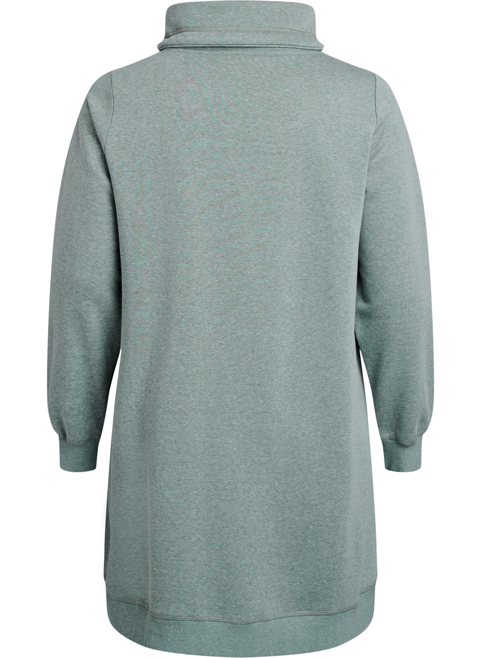 Zizzi FLASH - Robe sweat-shirt courte &agrave; col montant et poches, Vert, Packshot image number 1