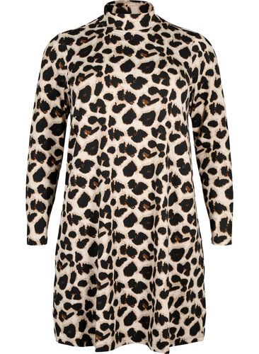 FLASH - Robe à manches longues avec col roulé, Leopard AOP, Packshot image number 0