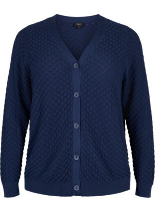 Cardigan en coton à motifs, Navy Blazer, Packshot image number 0