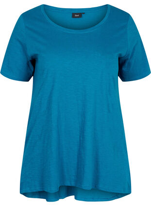 T-shirt in katoen met korte mouwen, Moroccan Blue, Packshot image number 0