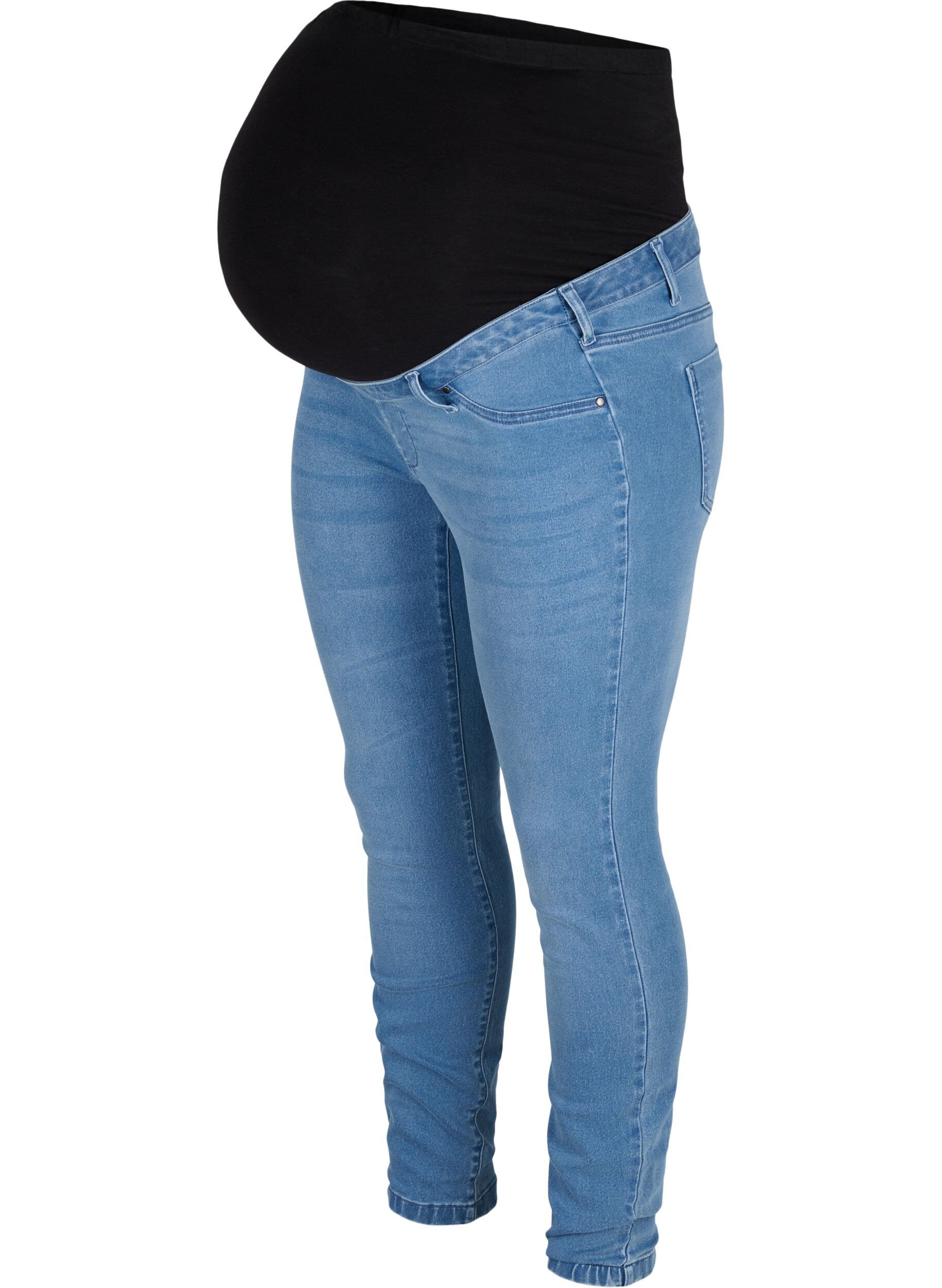 ZizziZwangerschapsjegging van katoenmix, Light blue denim, Packshot image number 0