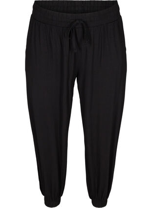 Pantalon d'entraînement ample avec poches en viscose, Black, Packshot image number 0