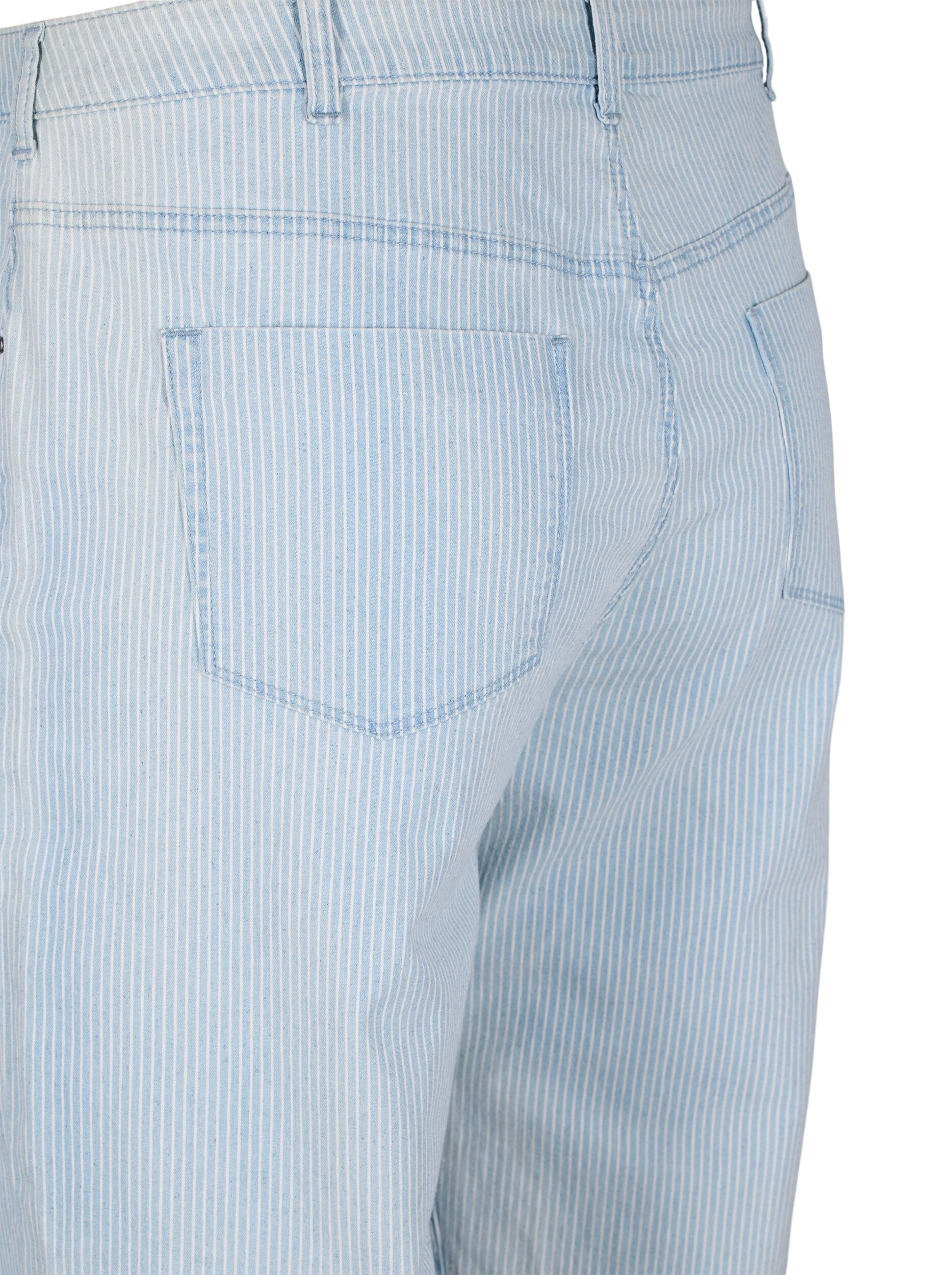 ZizziStraight jeans met enkellengte, Light Blue Stripe, Packshot image number 3