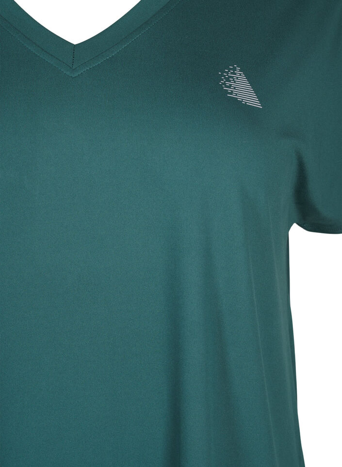T-shirt de sport avec col en V, Bistro Green, Packshot image number 2