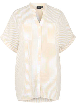Gestreept overhemd met borstzakken, Natrual/S. Stripe, Packshot image number 0