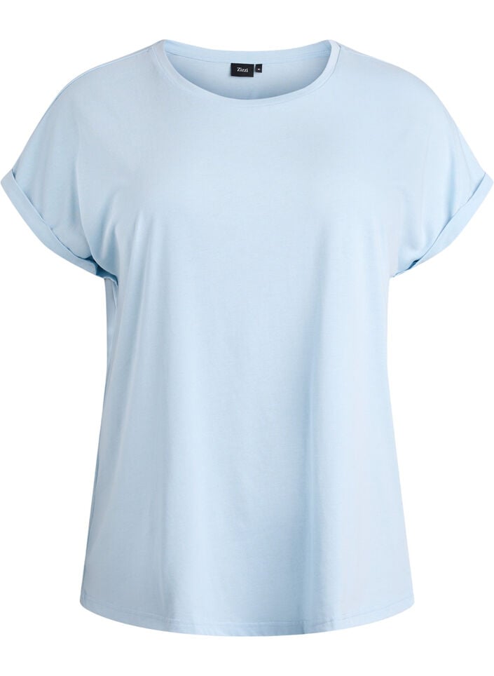 T-shirt &agrave; manches courtes en coton m&eacute;lang&eacute;, Bleu Clair, Packshot image number 0