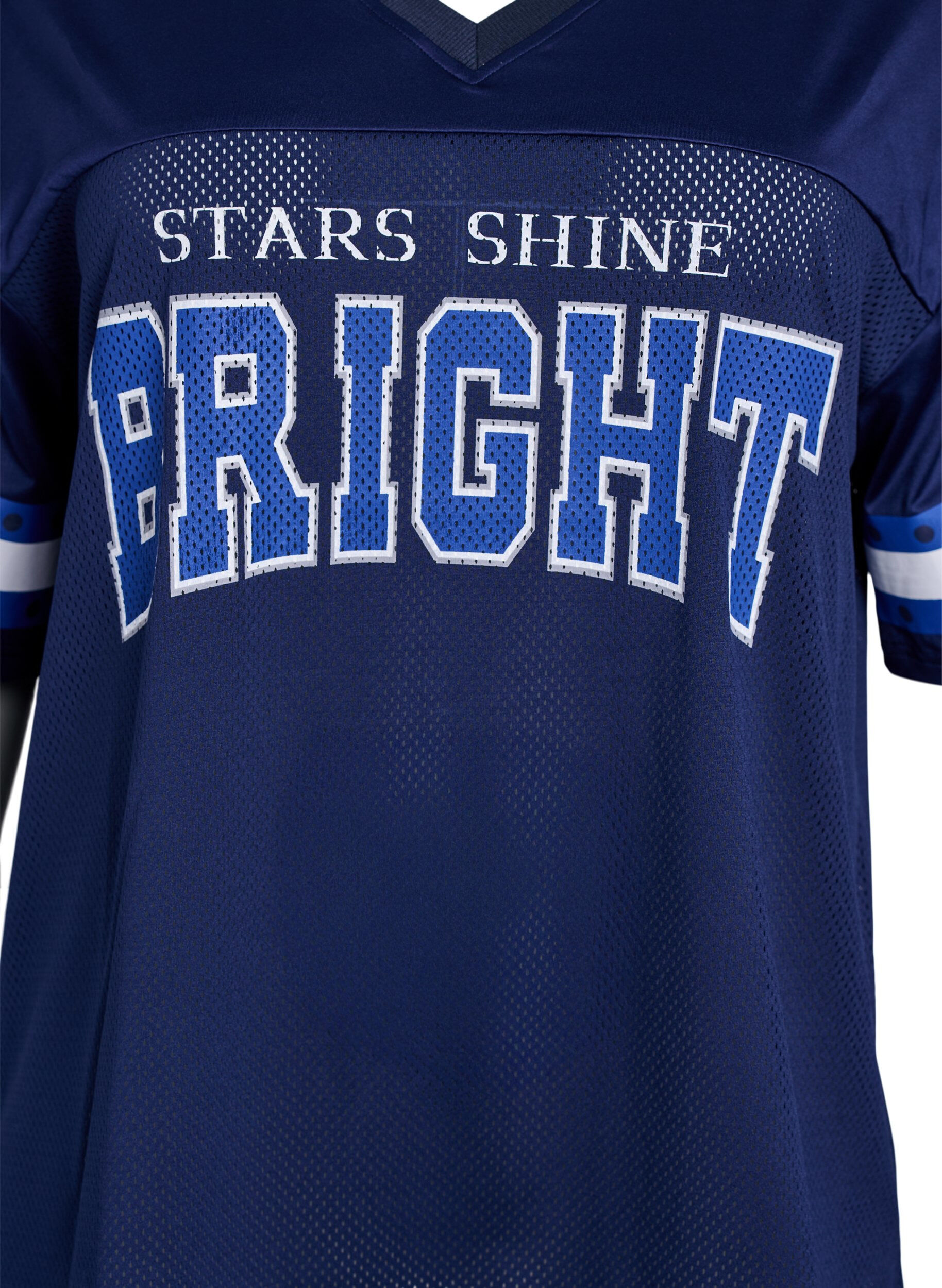 ZizziWorkout T-shirt met V-hals en frontprint, Blauw, Packshot image number 2