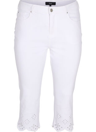 Pantalon capri avec broderie anglaise, White, Packshot image number 0