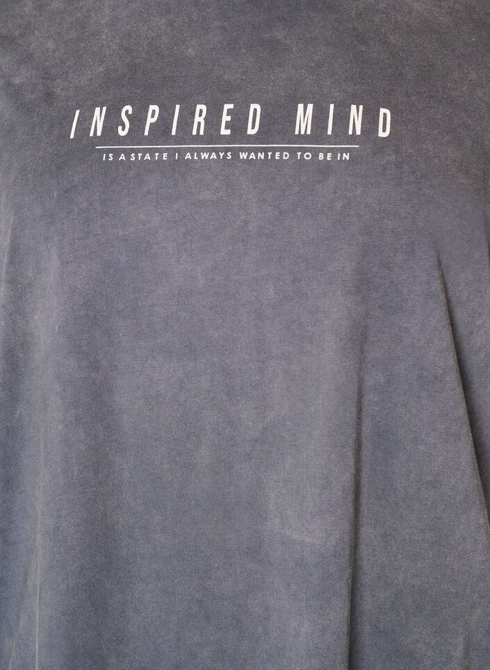 Losse T-shirt jurk met een gewassen look, Grijs, Packshot image number 2
