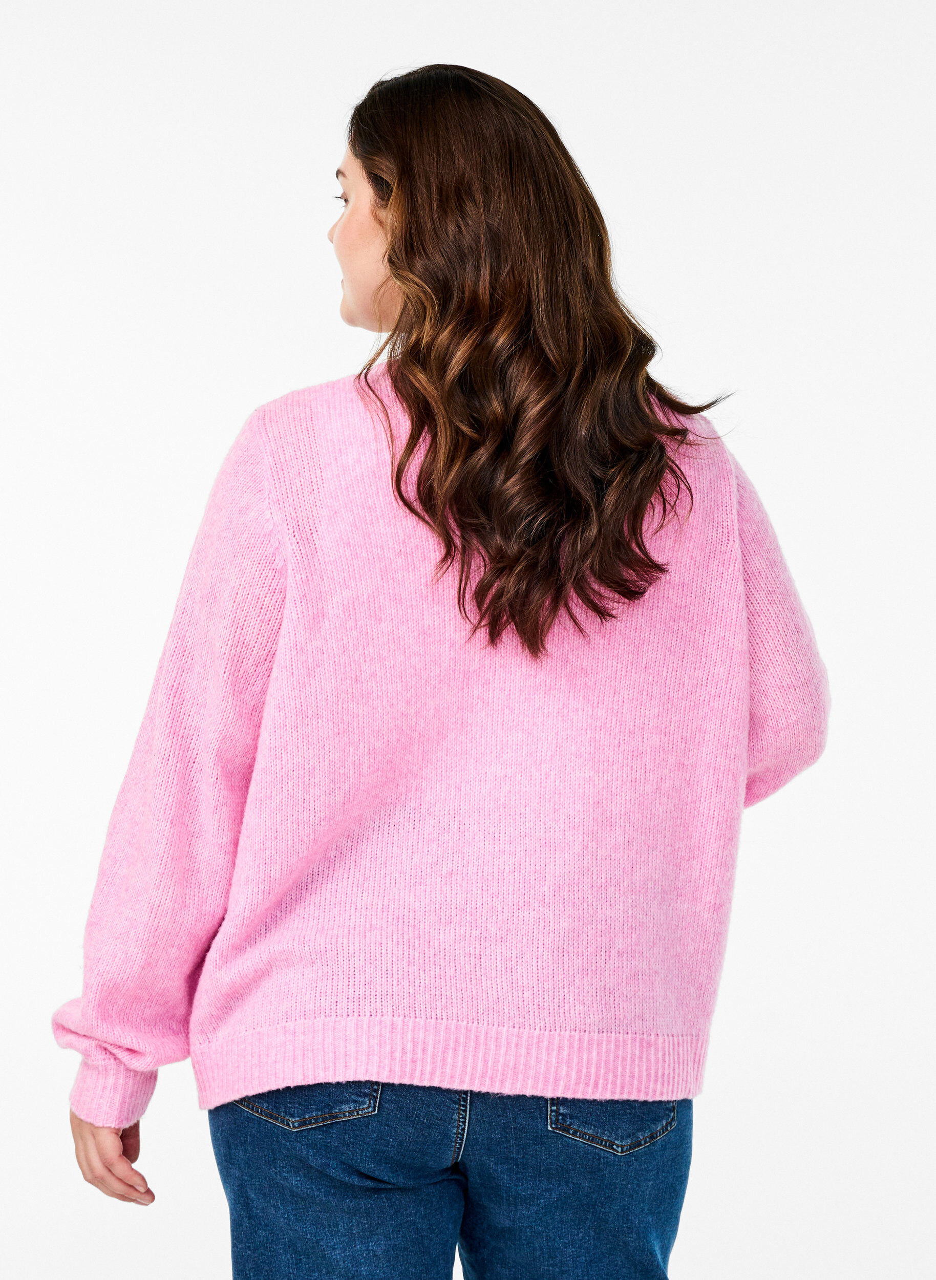 ZizziGebreide cardigan met wol en knoopsluiting, Begonia Pink Mel., Model image number 1