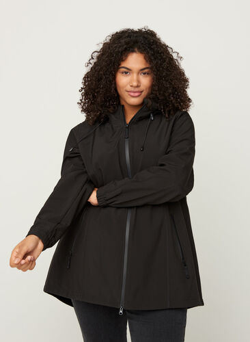 Veste softshell courte à capuche, Black, Model image number 0