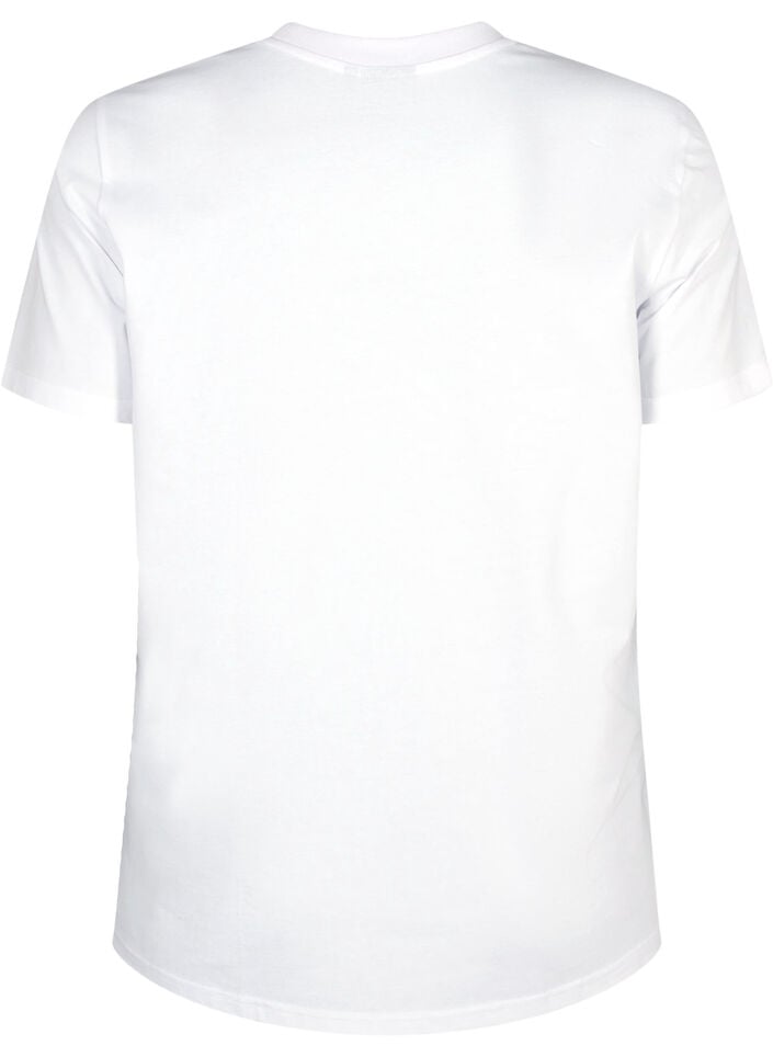 Basic katoenen T-shirt met ronde hals, Wit, Packshot