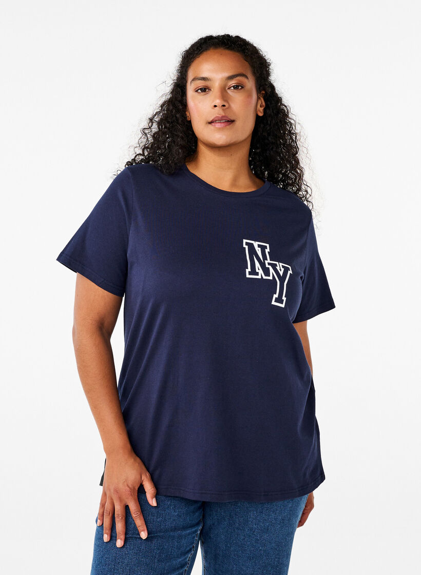 T-shirt en coton biologique avec impression, Night Sky Printet, Model image number 0