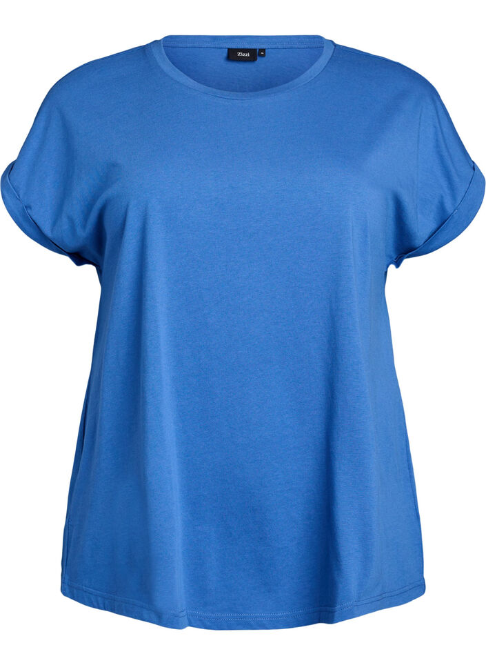 T-shirt met korte mouwen van katoenmix, Blauw, Packshot image number 0