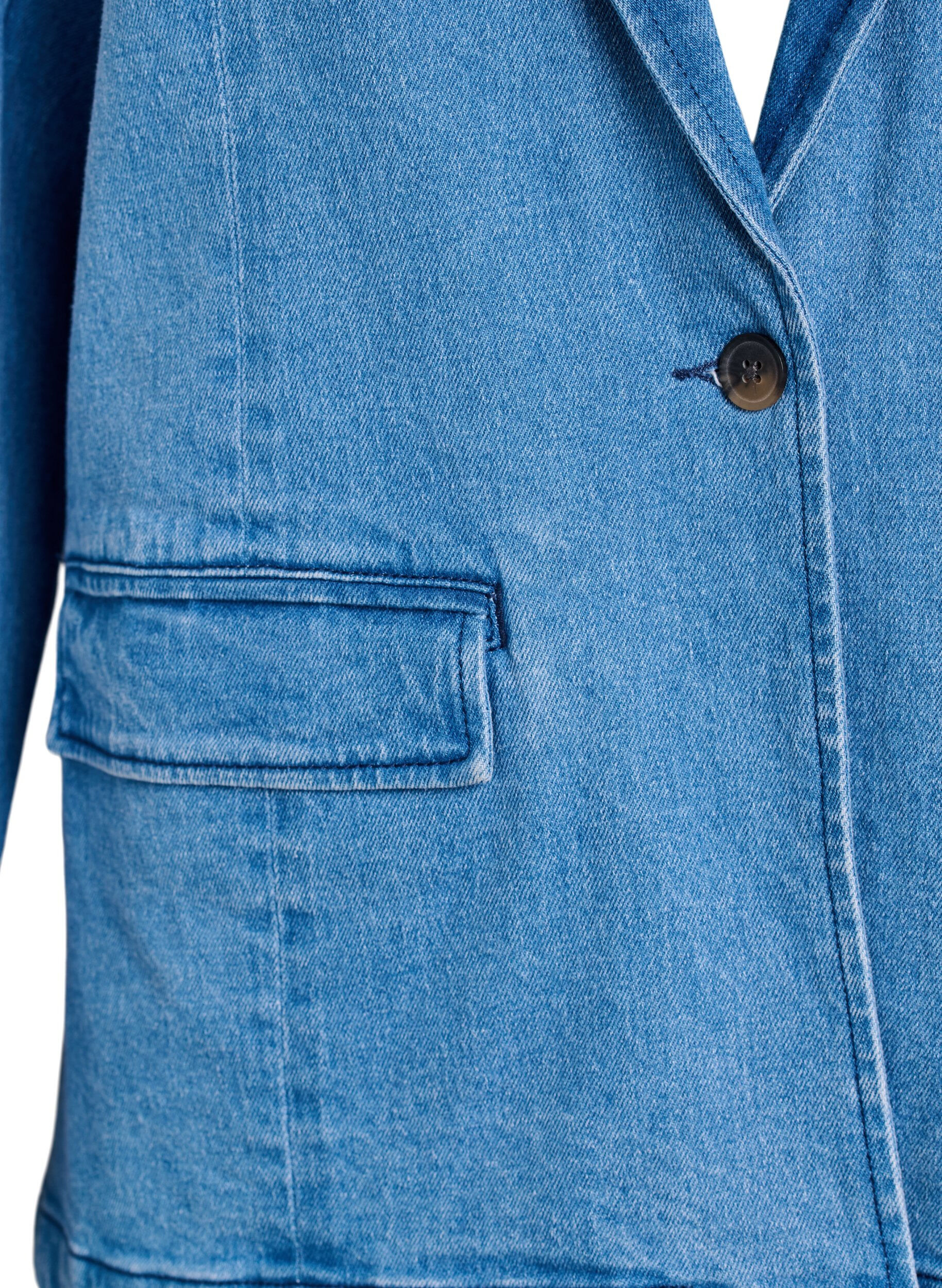 Zizzi Blazer en denim avec poches, Bleu Clair, Packshot image number 2