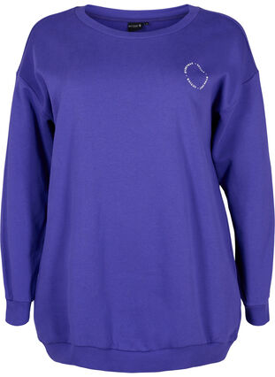 Sweatshirt en coton avec imprimé, Deep Blue, Packshot image number 0