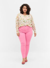 Amy jeans met hoge taille en super slanke pasvorm, Rosebloom, Model