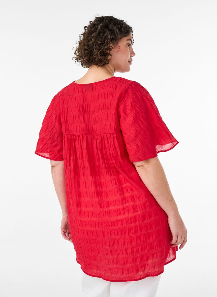 Tunique en lyocell avec manches papillon, Rouge, Model image number 2