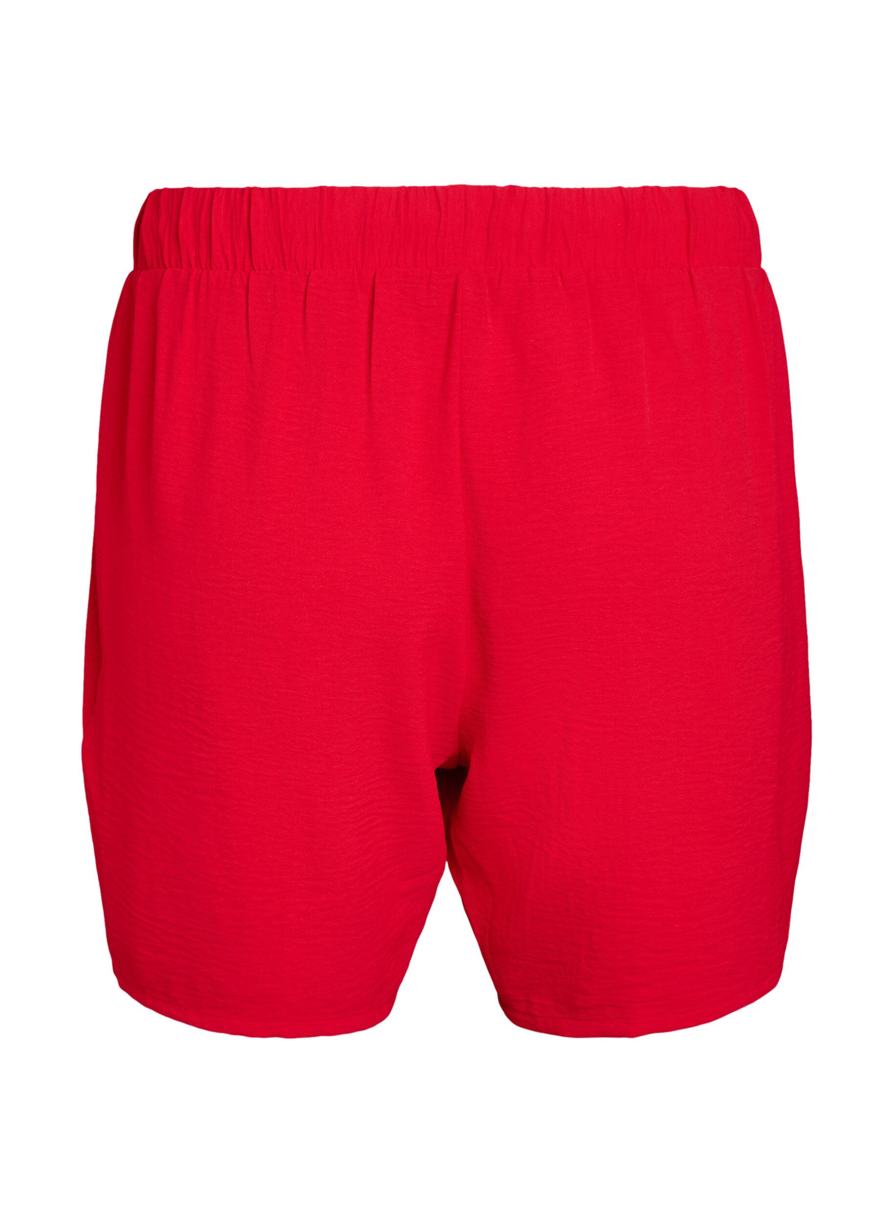 ZizziKorte broek met zakken en elastische tailleband, Rood, Packshot image number 1