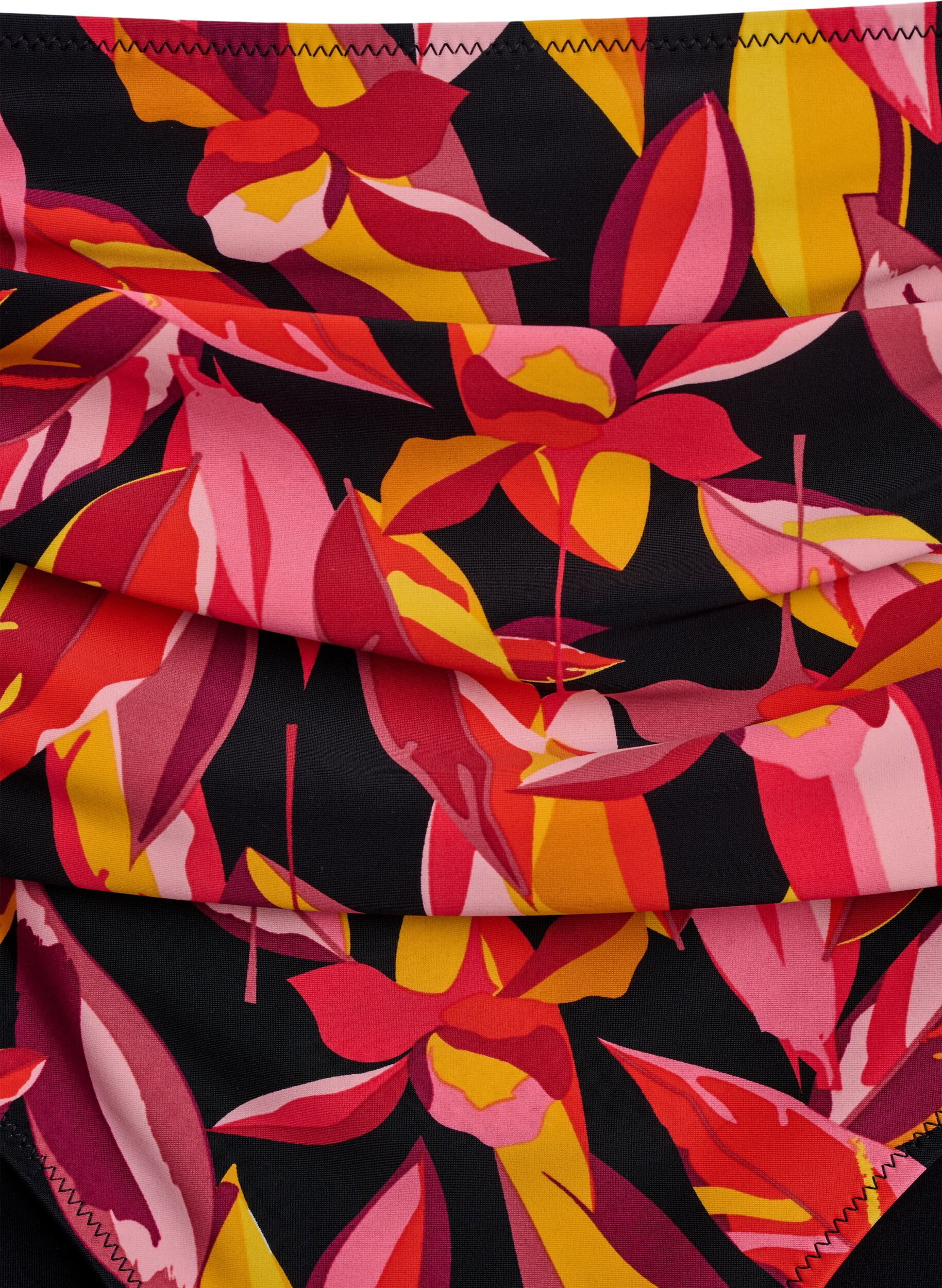 Zizzi Culotte de bikini imprim&eacute;e et taille haute, Rouge, Packshot image number 2