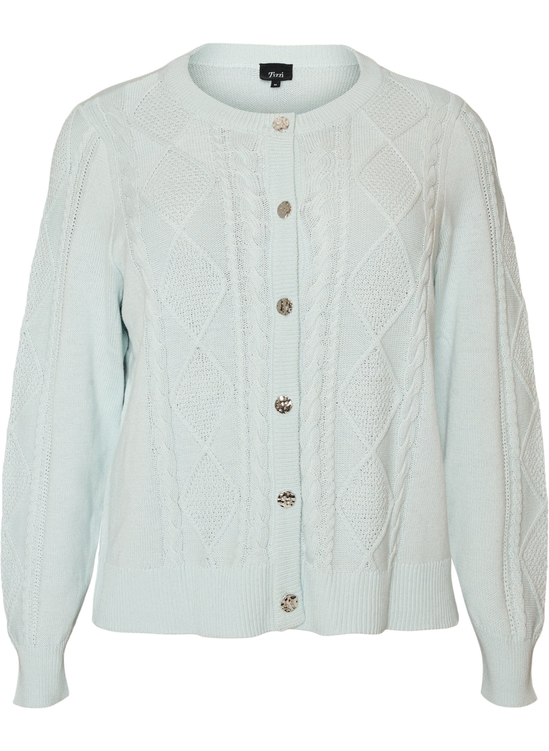 Cardigan en maille torsad&eacute;e avec boutons d&eacute;coratifs