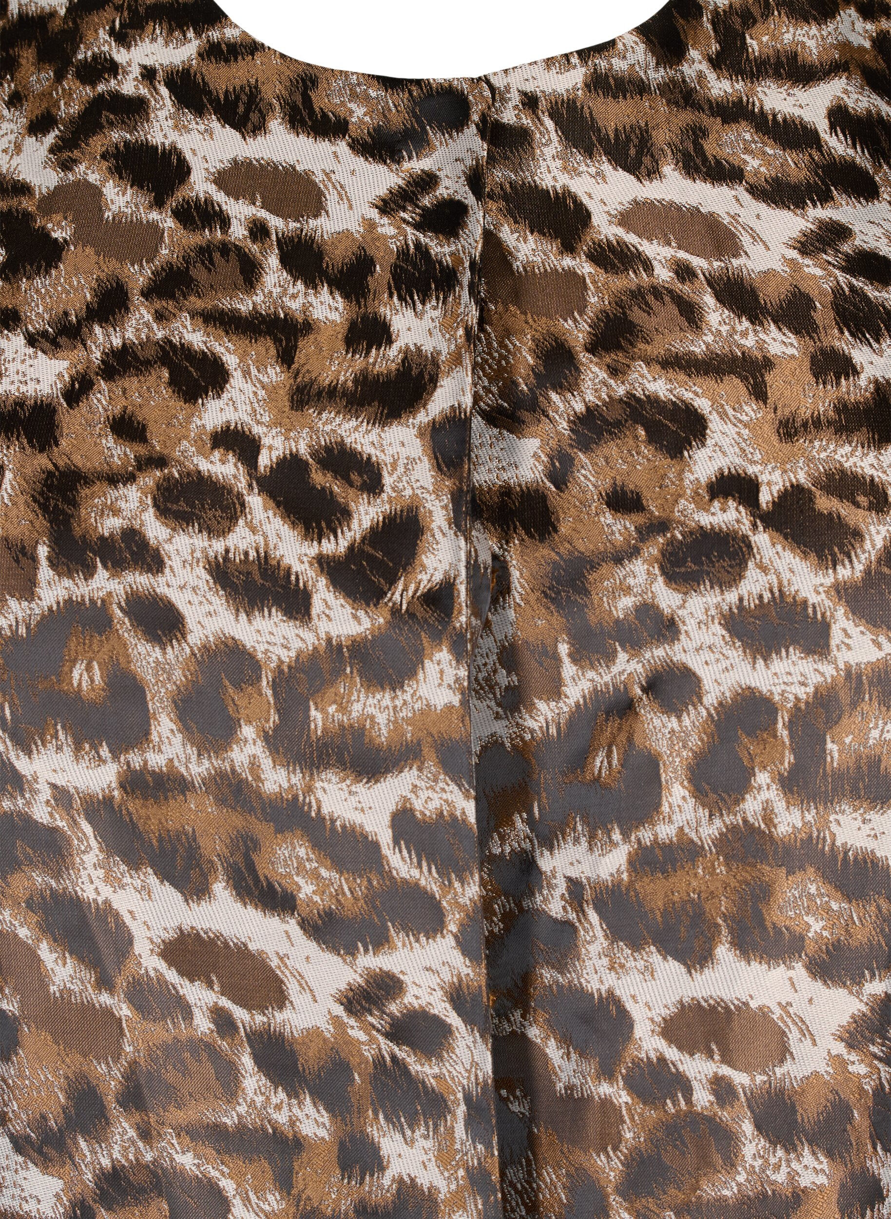 ZizziJacquard Leo jasje met pofmouwen, Brown Leo AOP, Packshot image number 2