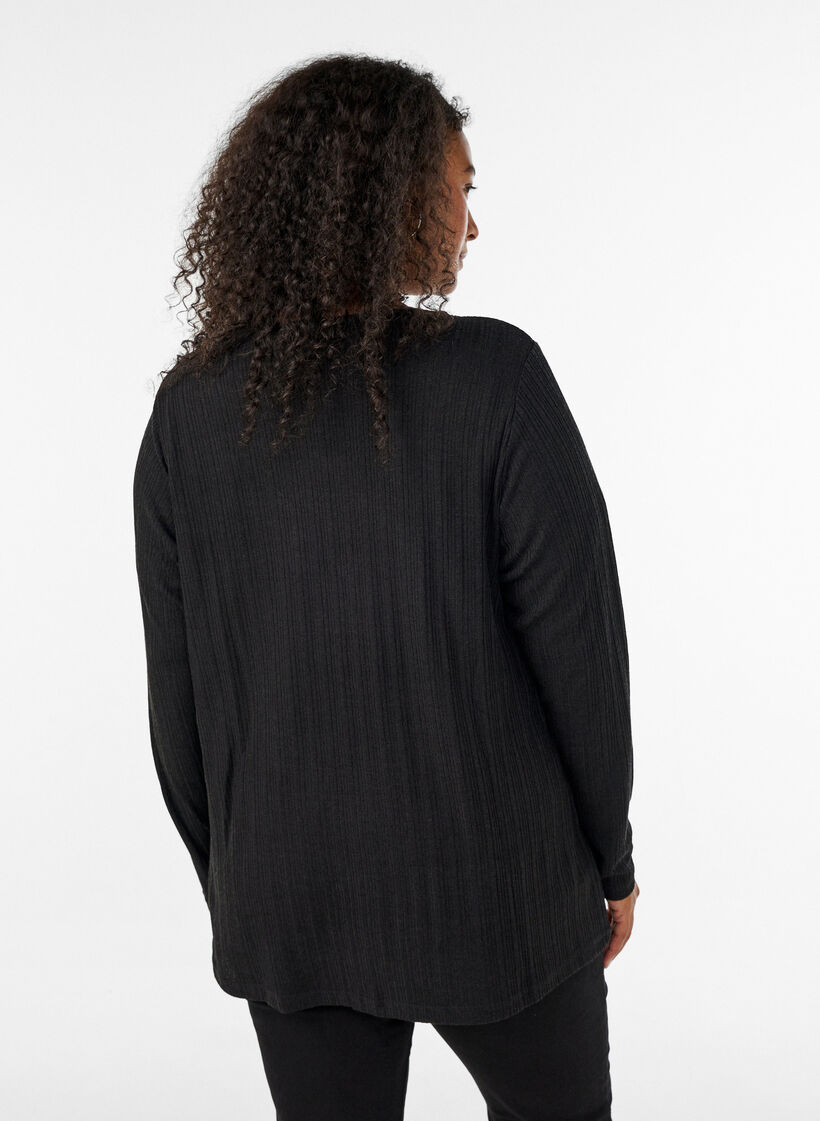 Cardigan ouvert en jersey textur&eacute;, Noir, Model image number 2