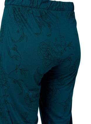 Pantalon de nuit en viscose avec imprimé floral, Deep Teal Flower, Packshot image number 3