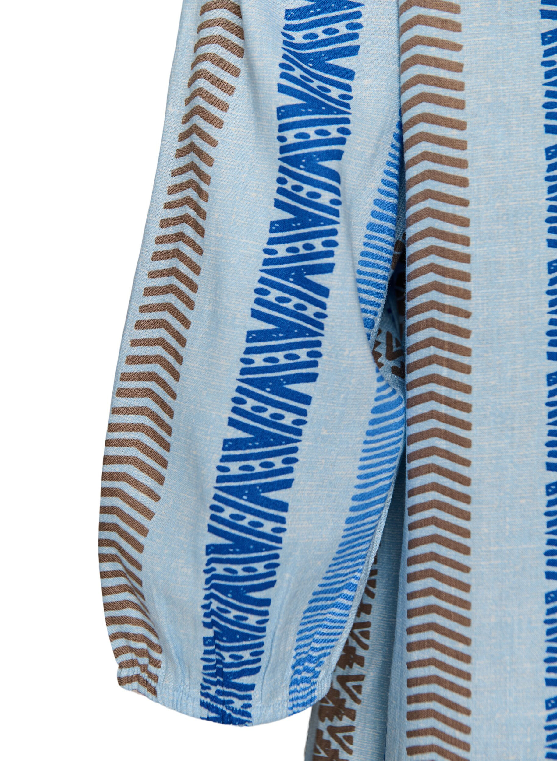 ZizziRobes courtes en lin et viscose &agrave; manches 3/4, Bleu, Packshot image number 3