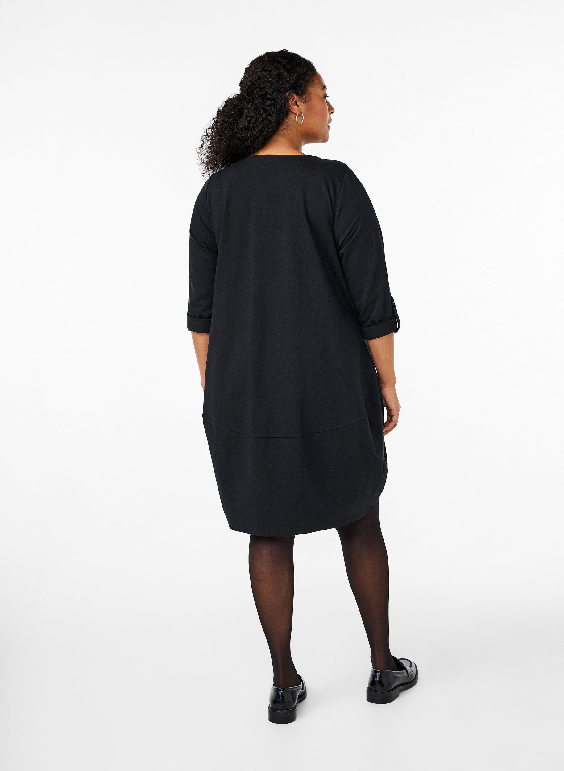 ZizziKatoenen jurk met ballon pasvorm, Zwart, Model image number 2